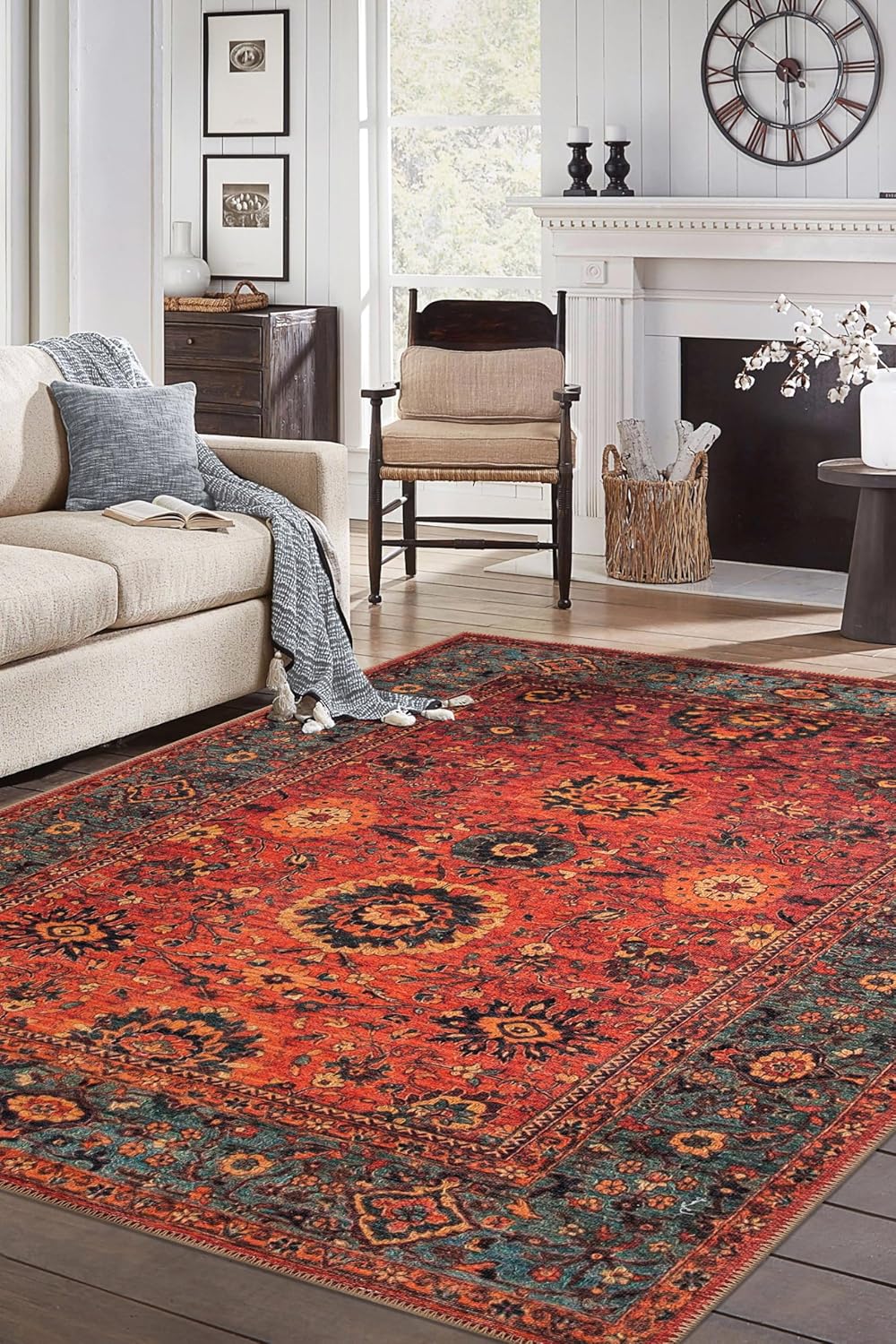 Turkish Rug Red Living Room Kitchen and Bedroom