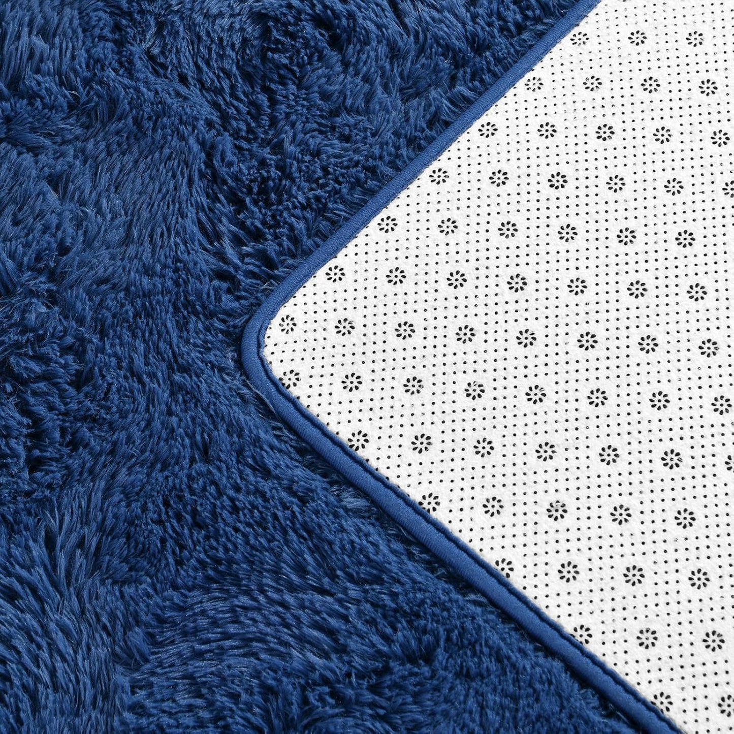 Navy Blue Shag Rug Plain, Shiny, Cozy, Soft Rug - rgc008