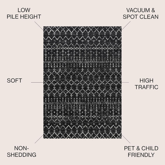 Bohemian Rug Classic 4x6 Black and White Area Carpet