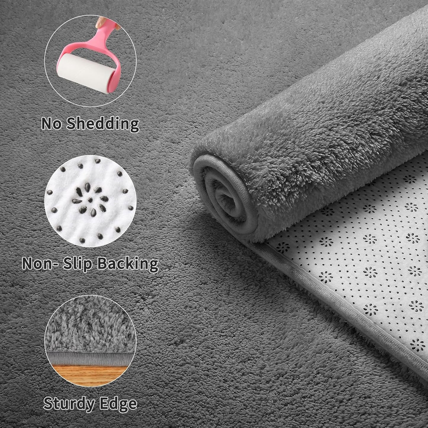 Shag Rug Extra Large Soft Fluffy Washable Area Rug Dark Grey