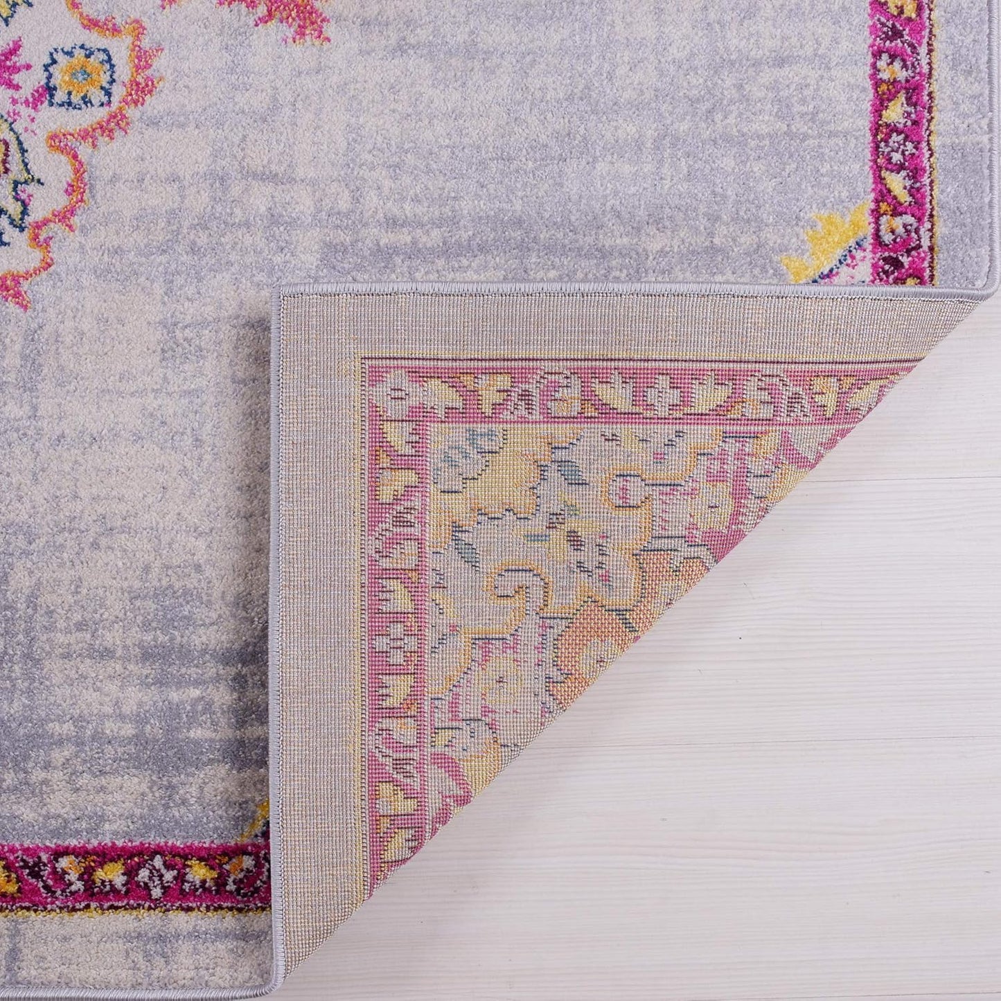 Joy Rug Collection Area Rug 5x7 Oriental Patterned Grey Pink Area Carpet