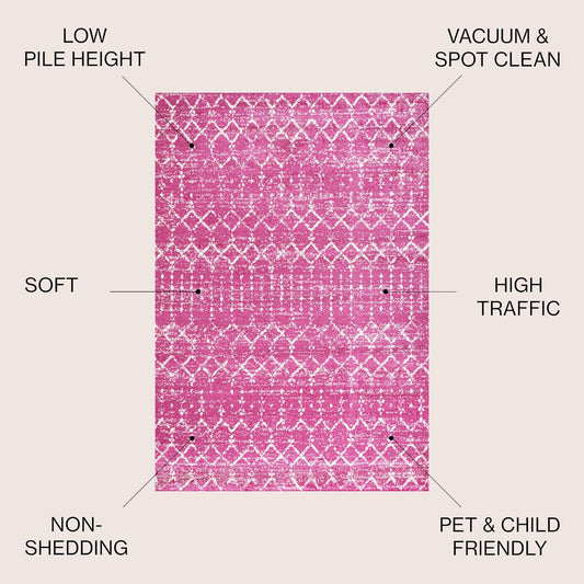 Bohemian Rug Classic 4x6 Pink and White Area Carpet