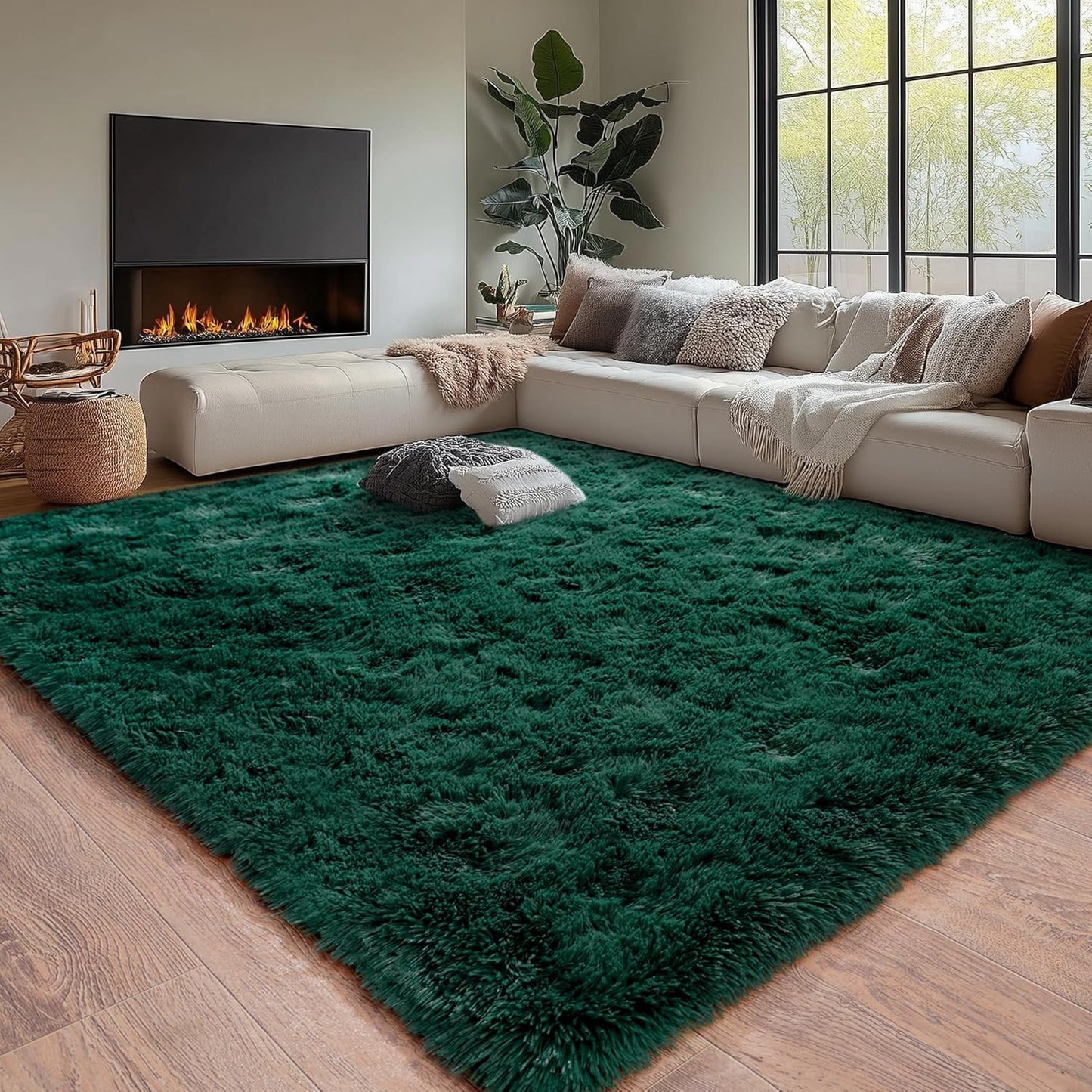 Area Rug Green Shag
