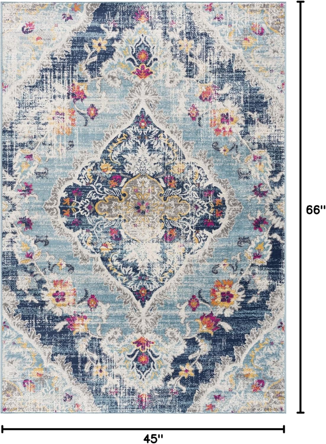Essential Rug Collection Abstract Blue Beige Multicolor Modern Area Rug - brch-0088