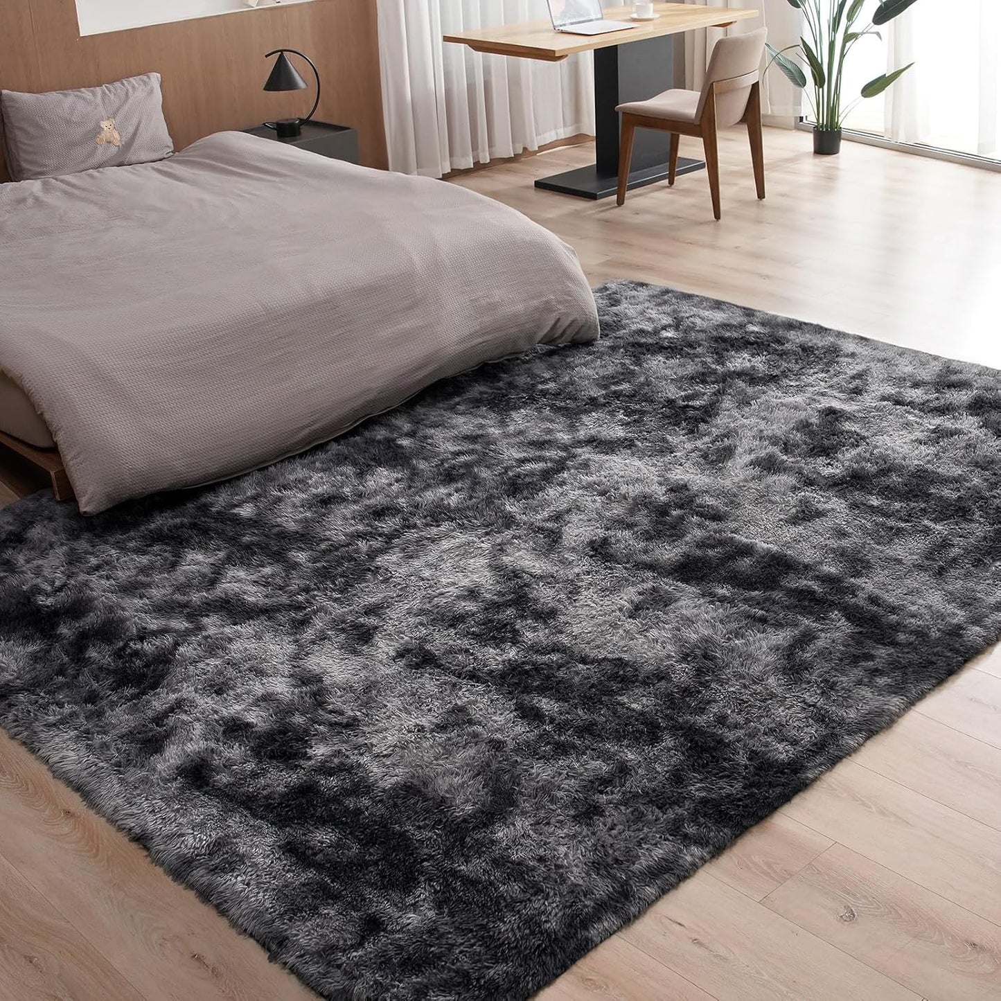 Shag Rug Large Size Cloud Black / Grey Fluffy Machine Washable Area Rug