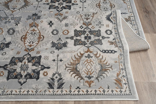 Persian Rug Boho Influenced Distressed Blue Grey Area Rug