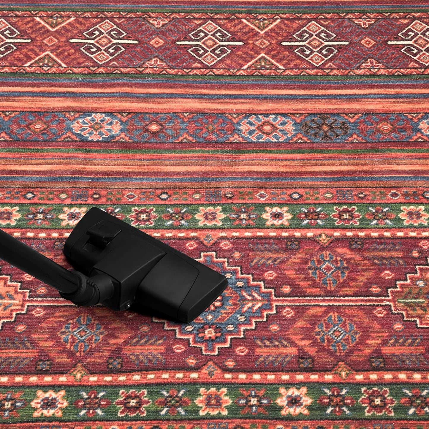 Turkish Rug Ethnic Patterned Red Boho Living Room Kitchen and Bedroom