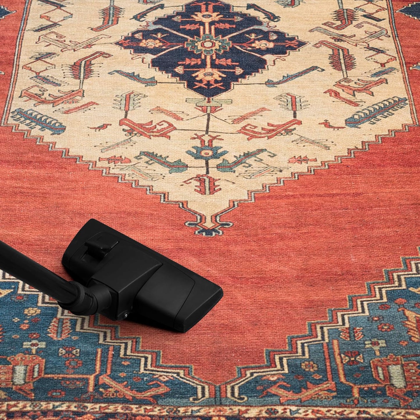 Turkish Rug Red Yellow Boho Living Room Kitchen and Bedroom