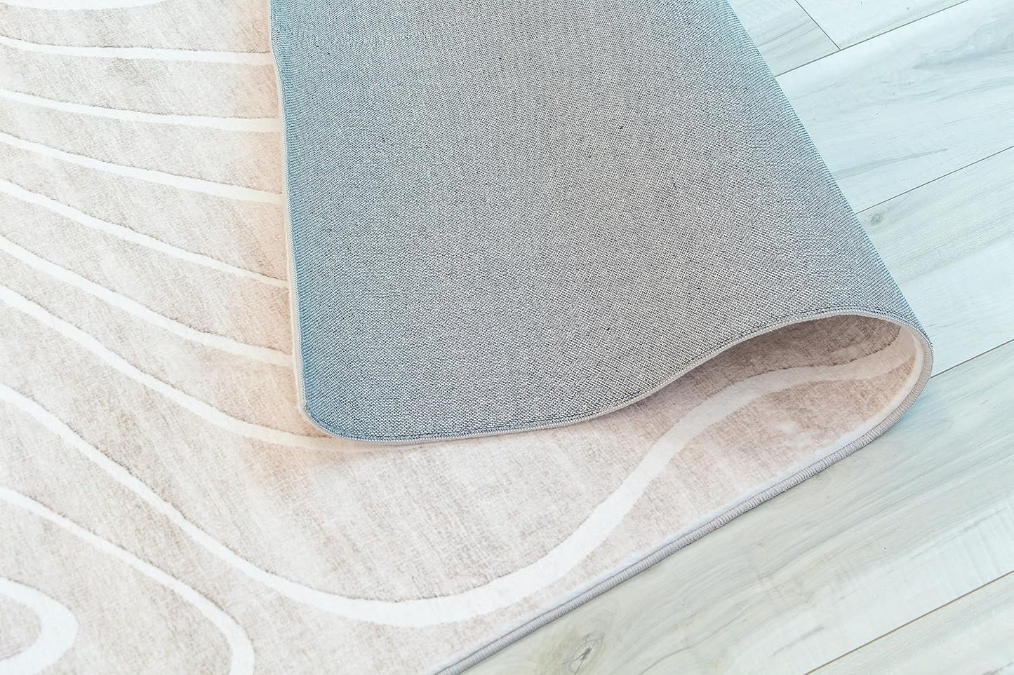 Modern Beige Cream Rug Boho Modern Living Room Kitchen and Bedroom