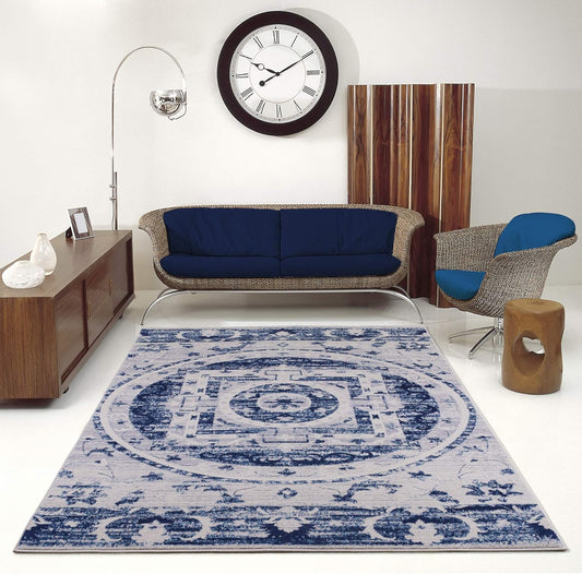 Joy Rug Collection Area Rug 5x7 Blue White Carpet