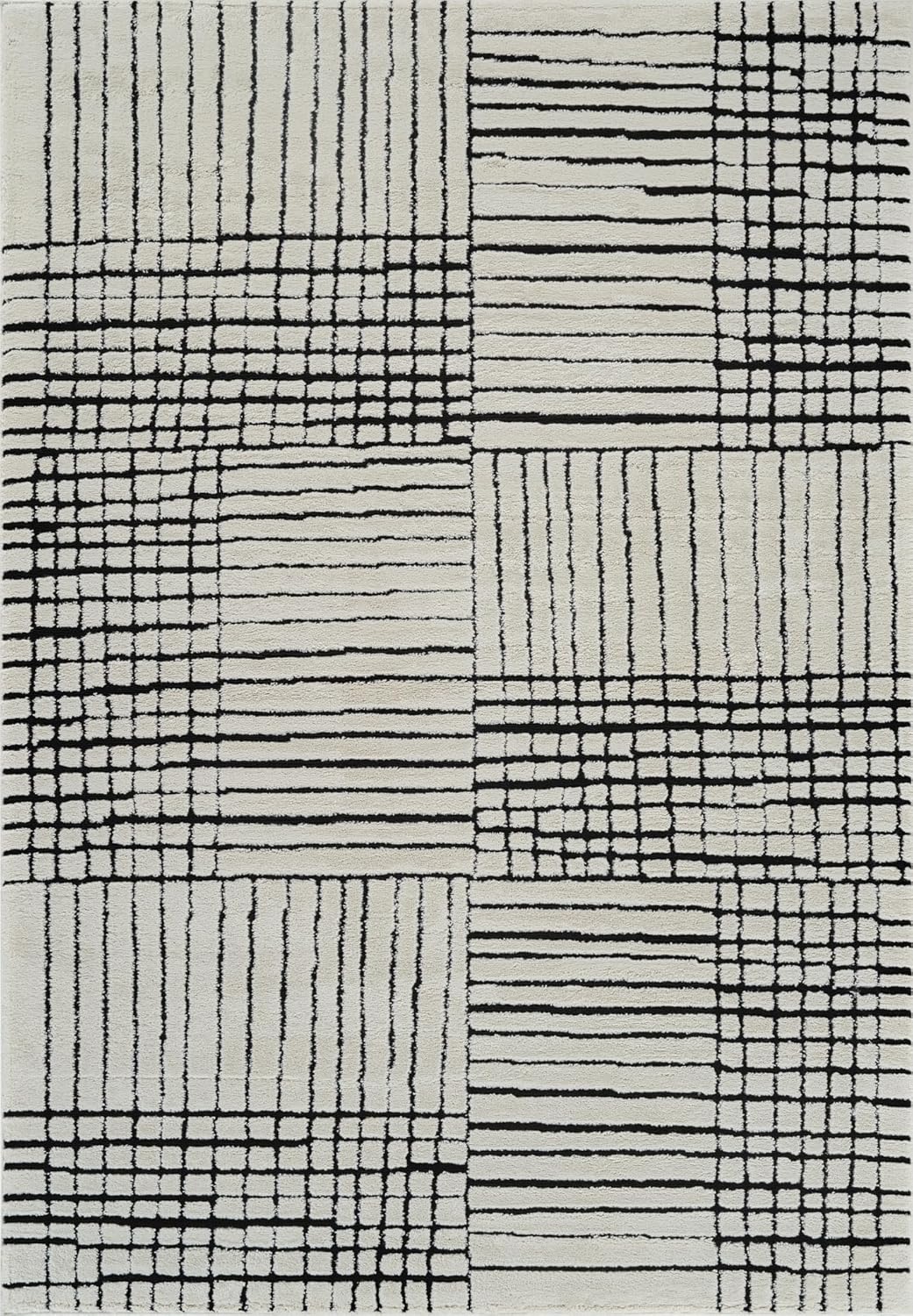 Boho Rug 4x6 High Quality Geometric White and Black Area Rug