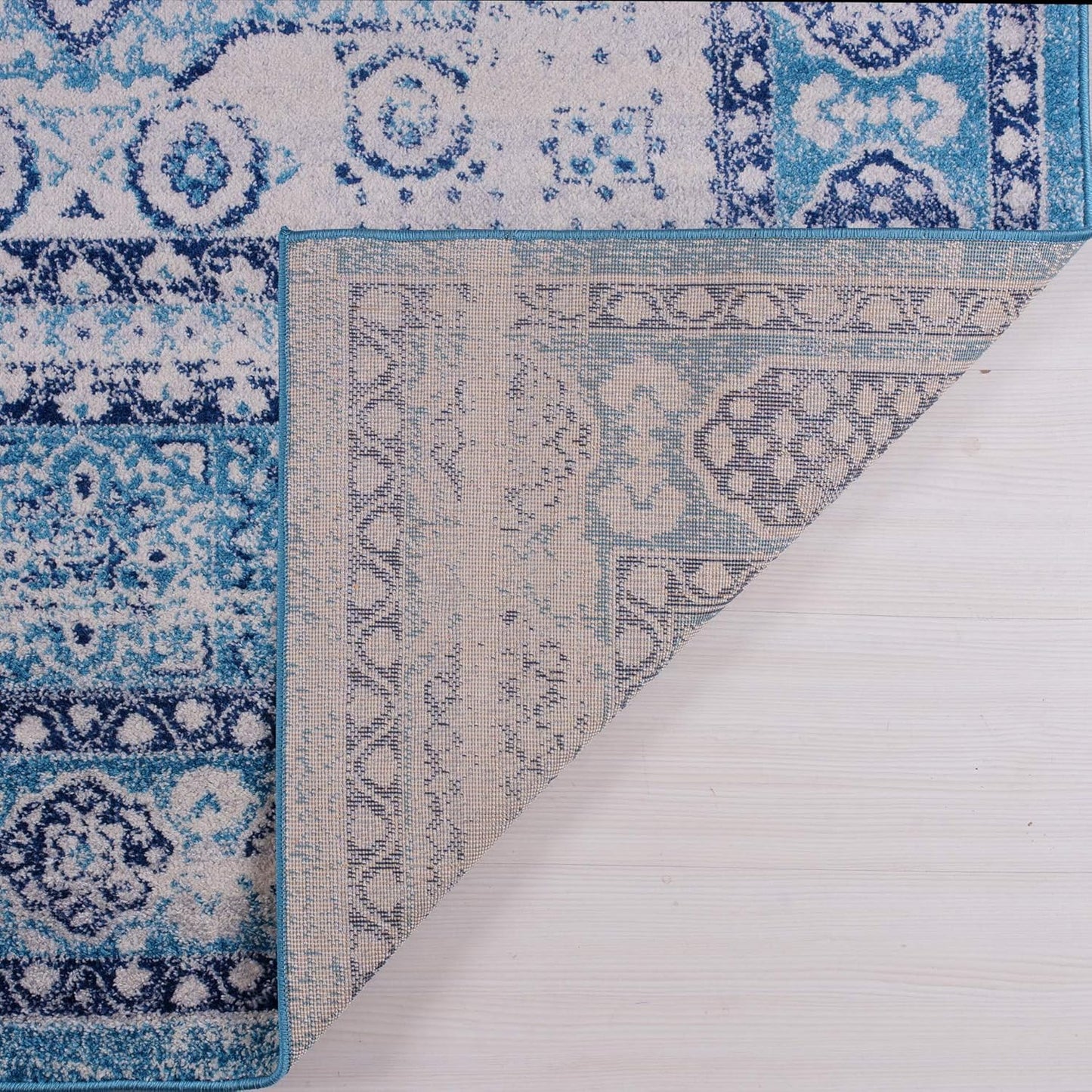 Joy Rug Collection Area Rug 5x7 Traditional Patterned Blue White Carpet