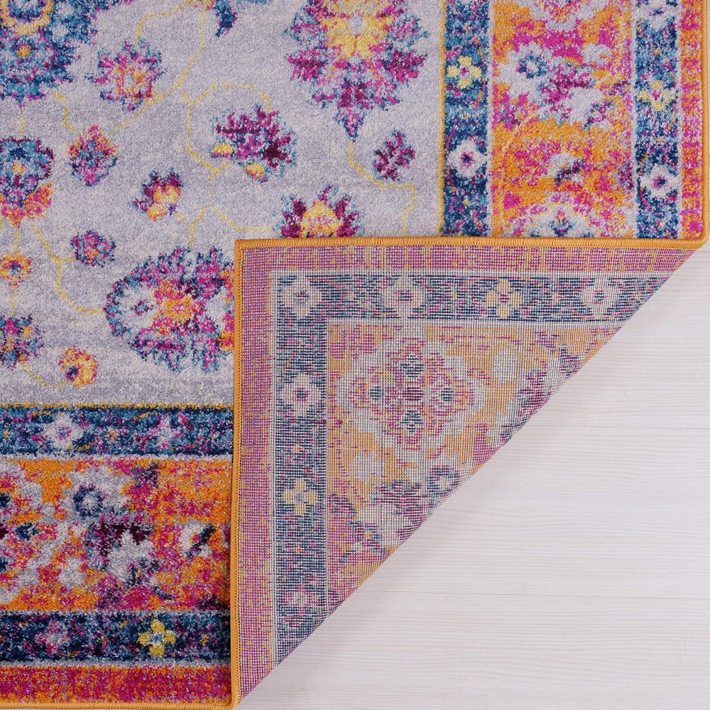Joy Rug Collection Area Rug 5x7 Floral Patterned Multicolor Orangy Carpet