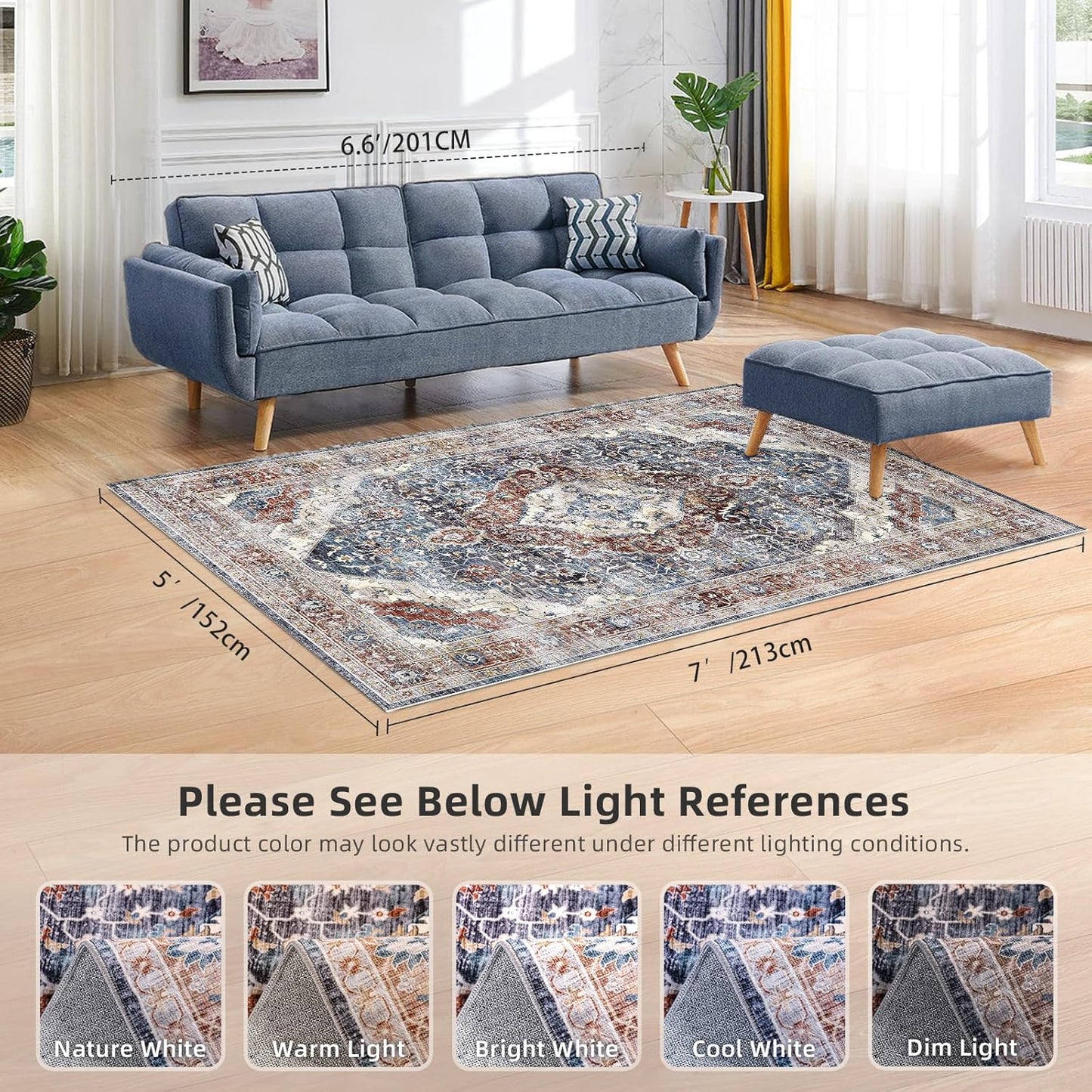 Turkish Blue Brown Living Room Kitchen and Bedroom