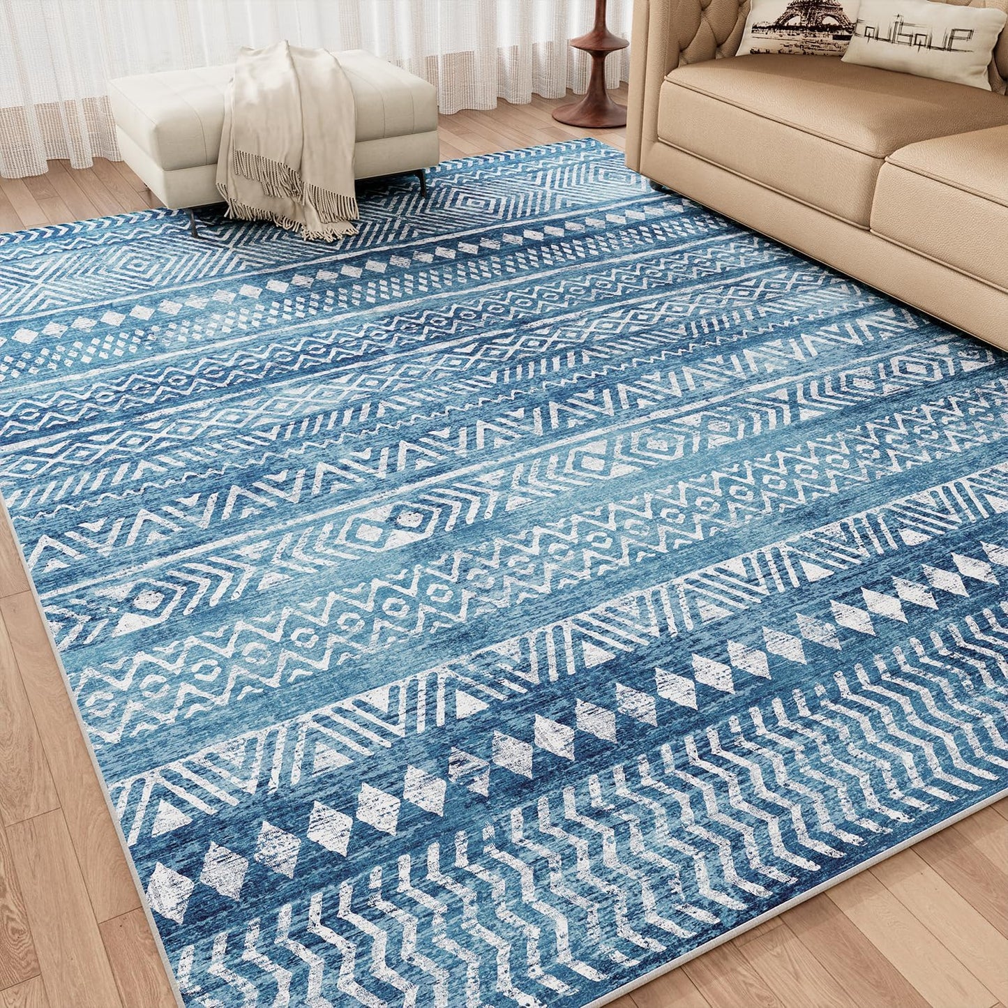 Boho Blue Living Room Kitchen and Bedroom