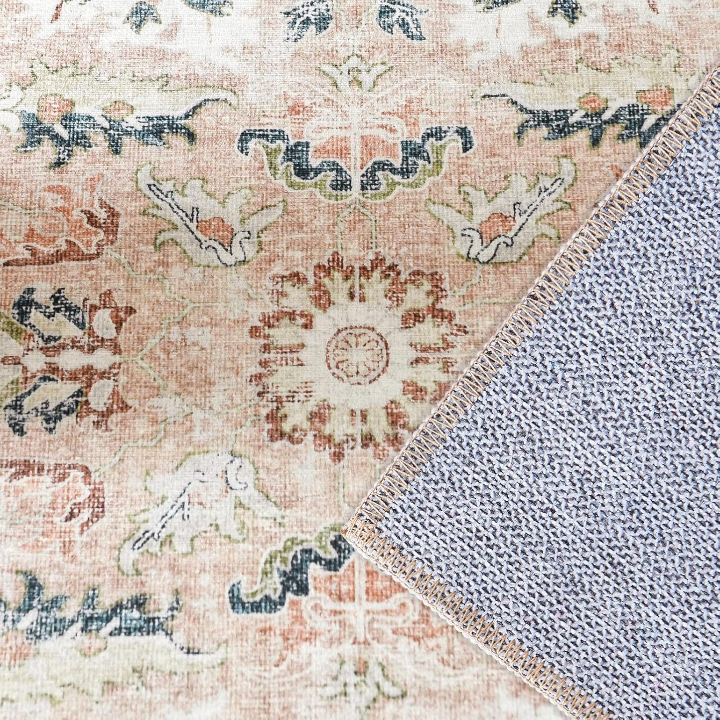 Vintage Beige Orange Rug Living Room Kitchen and Bedroom