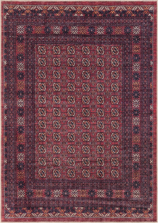 Turkish Rug Ethnic Patterned Burgundy Boho Living Room  Kitchen and Bedroom