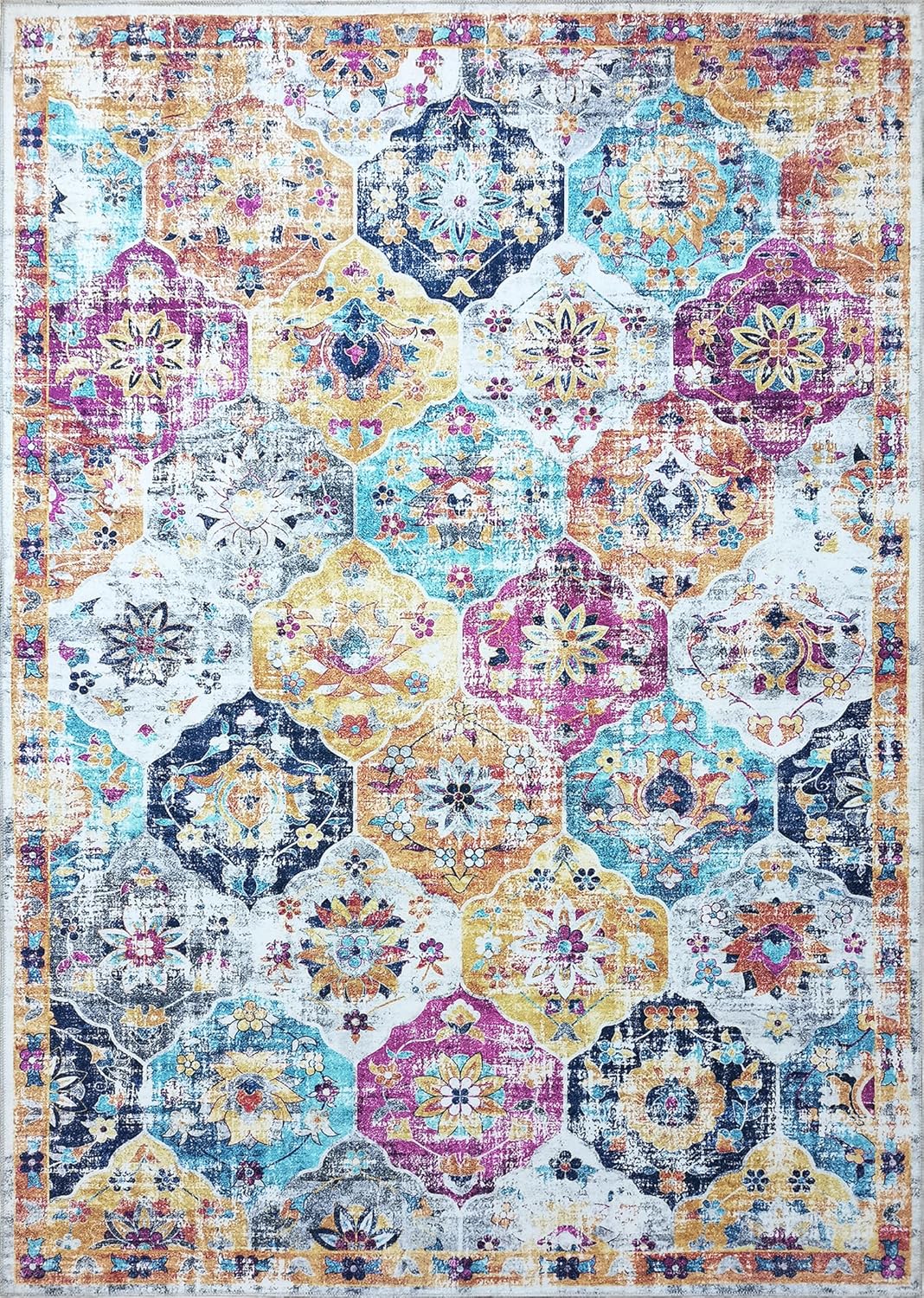 Modern Washable Rug Boho Non-Slip Multicolor Area Rug Carpet