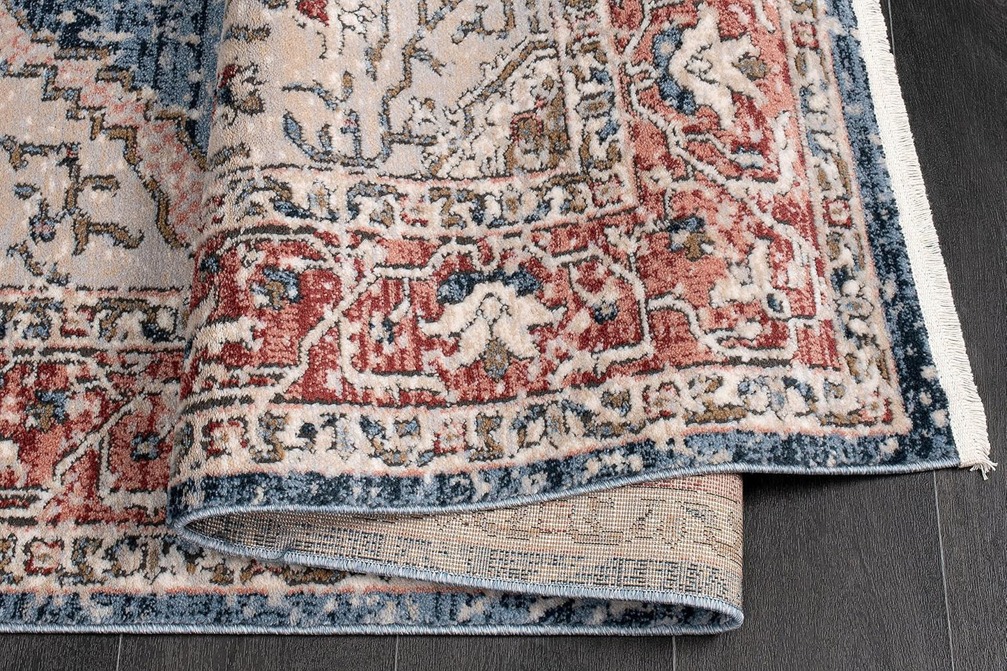 Persian Rug Traditional Patterned Red and Blue Multicolor Area Rug