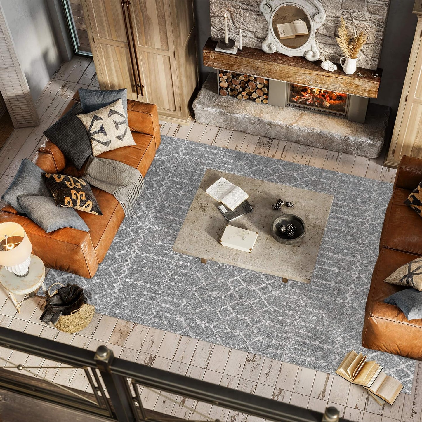 Bohemian Rug Classic 4x6 Grey and White Area Carpet