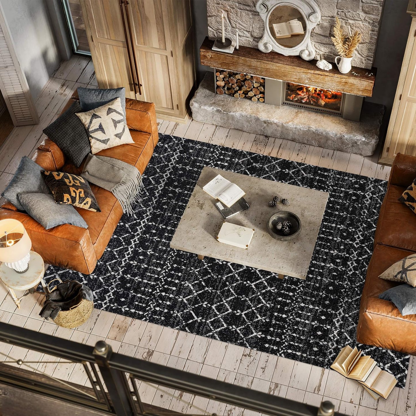 Bohemian Rug Classic 4x6 Black and White Area Carpet