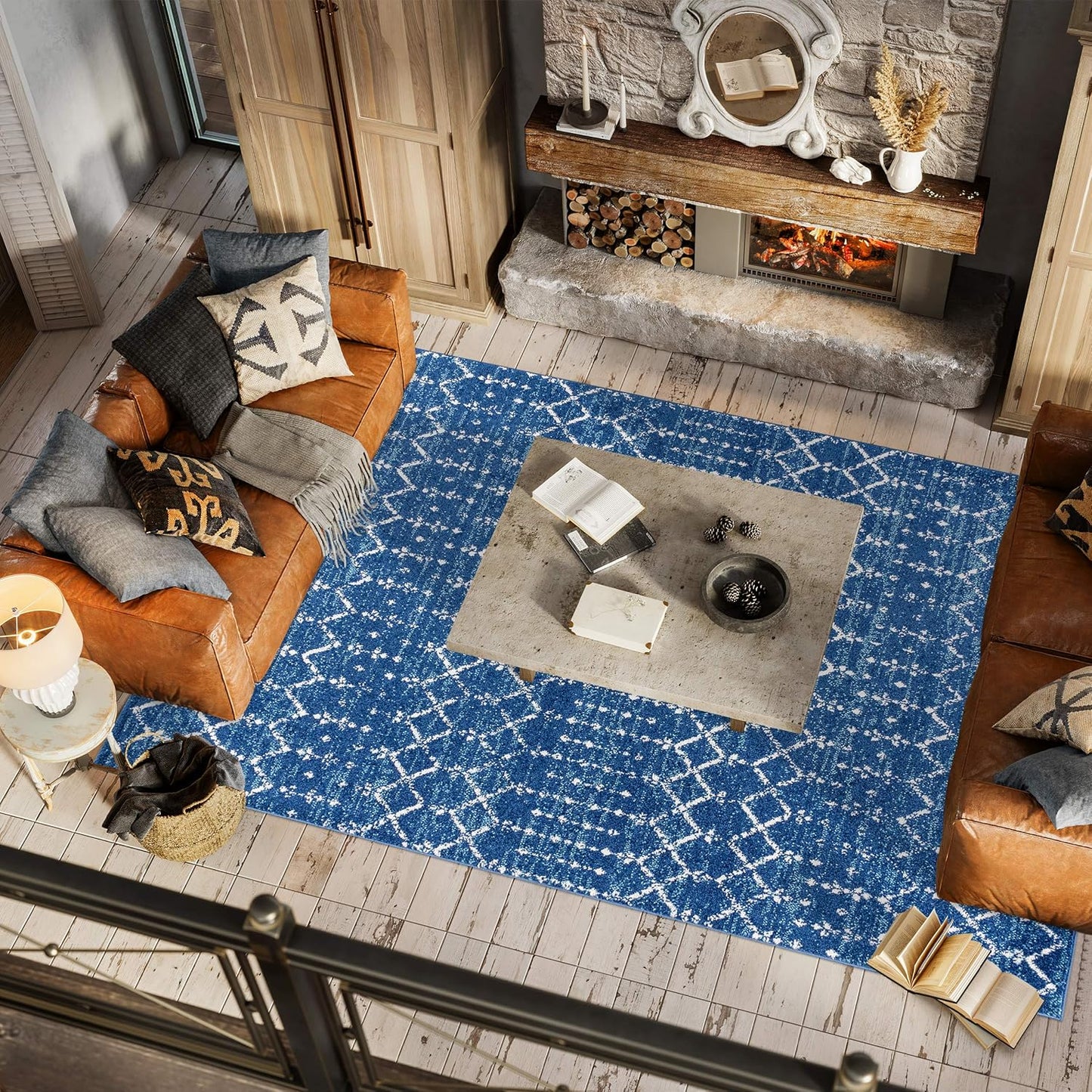 Bohemian Rug Classic 4x6 Blue and White Area Carpet