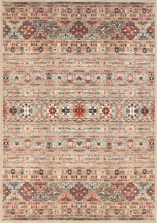 Turkish Rug Beige Brown Boho Living Room Kitchen and Bedroom