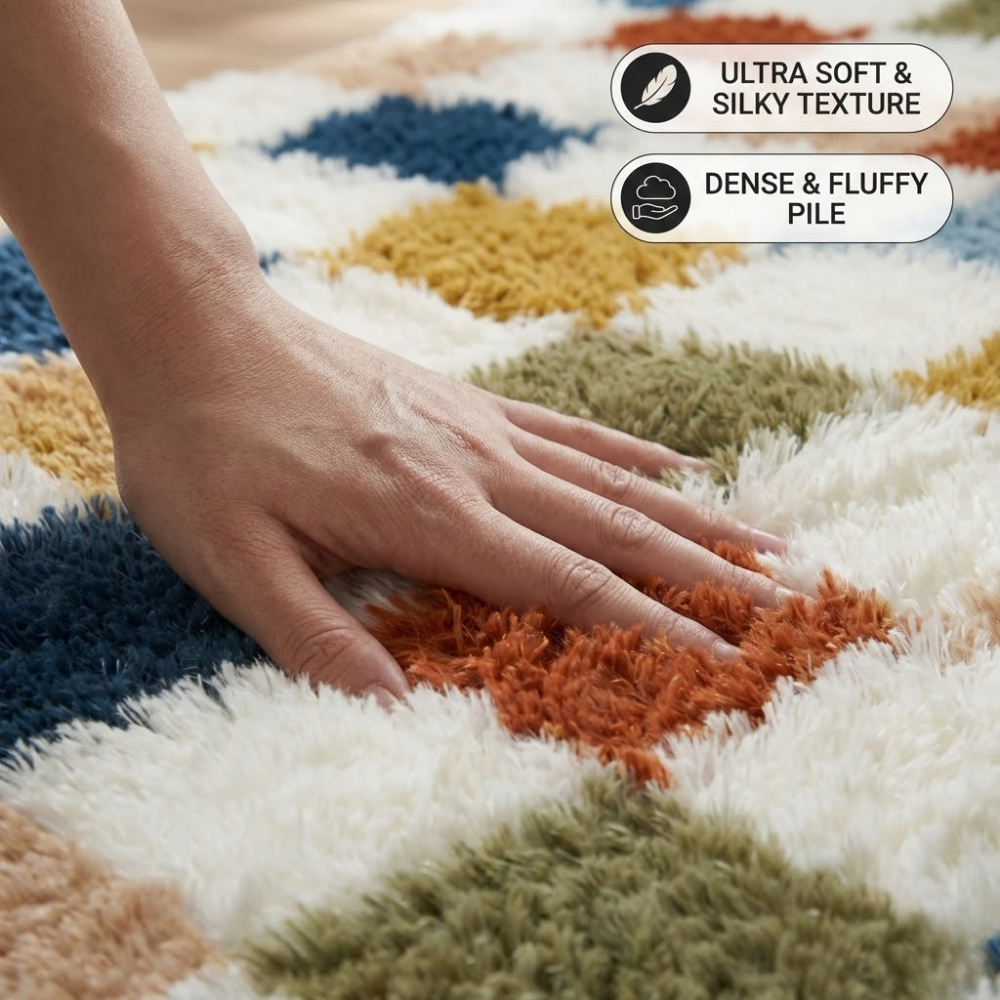 Checkered Shag Rug Super Soft Washable rgc-0200