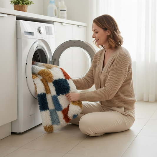 Checkered Shag Rug Super Soft Washable rgc-0200