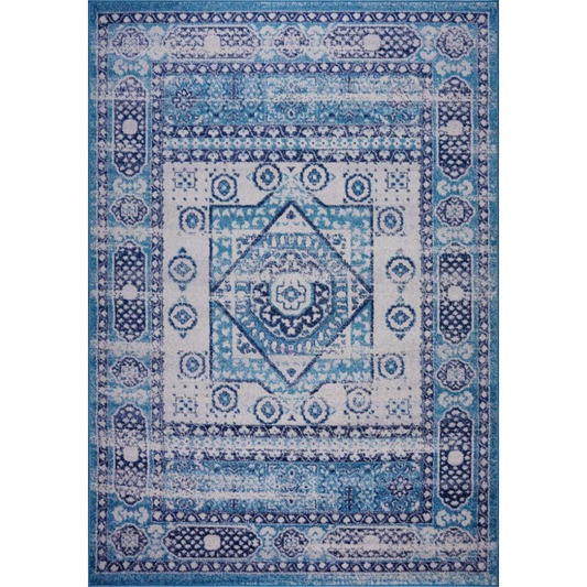 Joy Rug Collection Area Rug 5x7 Traditional Patterned Blue White Carpet