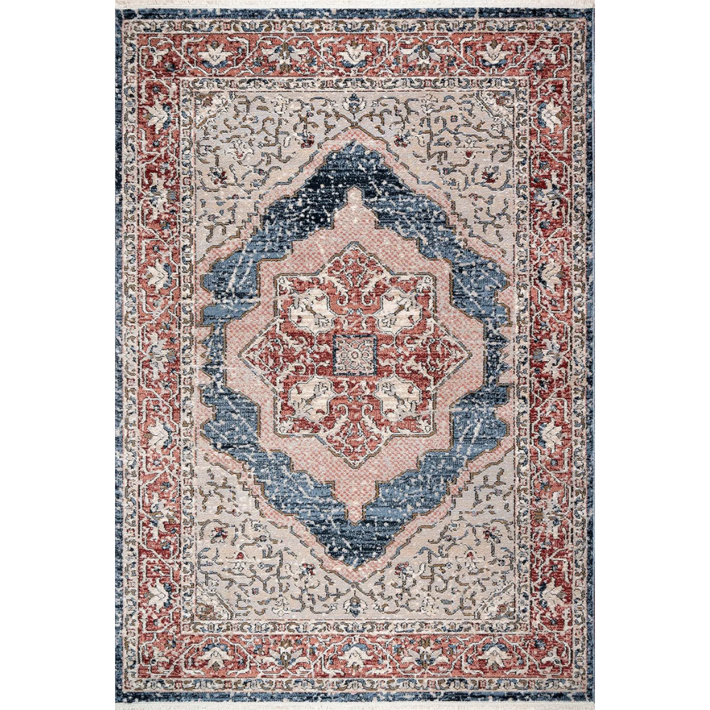 Persian Rug Traditional Patterned Red and Blue Multicolor Area Rug
