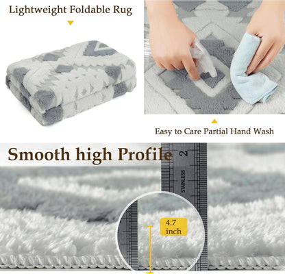 Area Rug 3D Boho Neutral Plush Pile