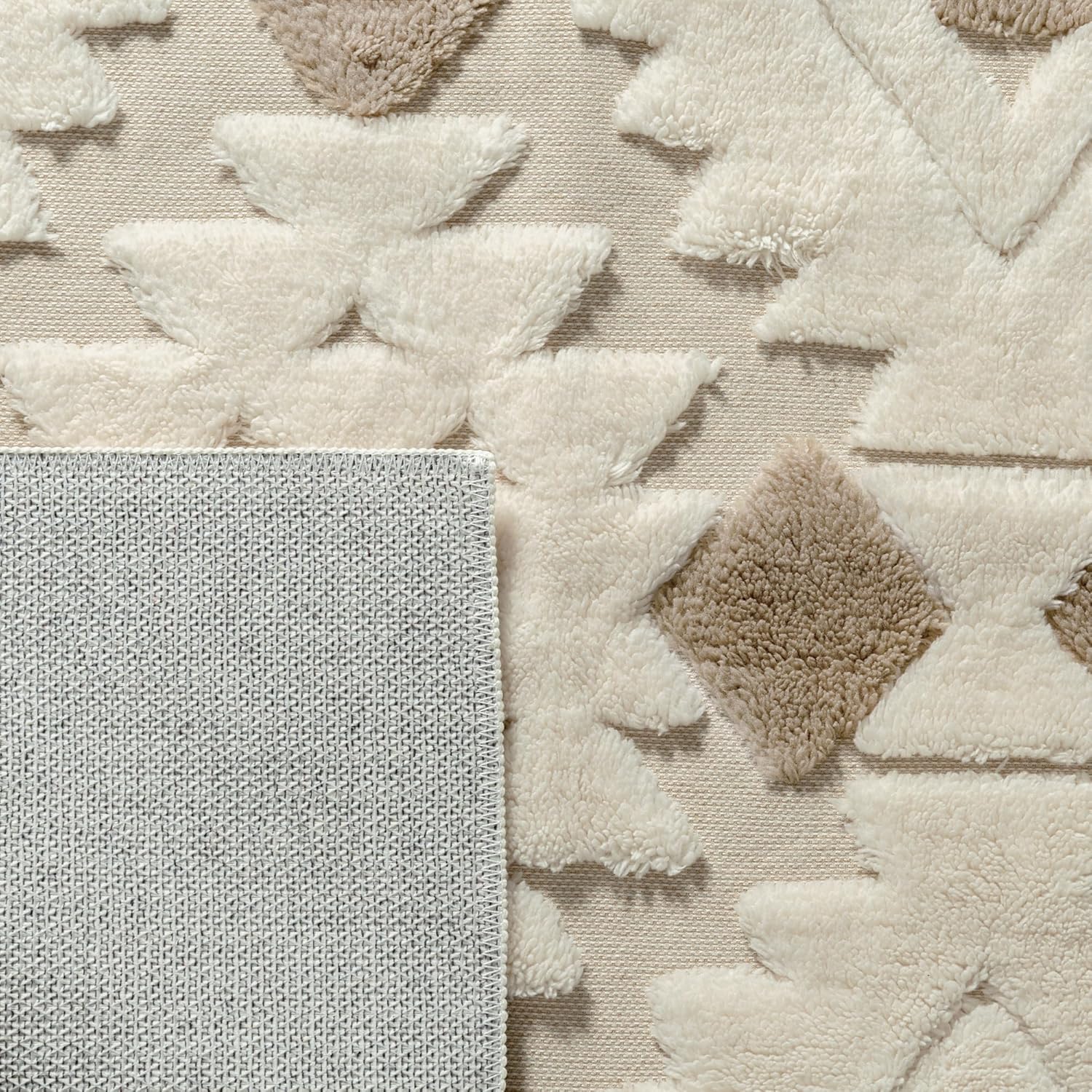 Area Rug 3D Boho Neutral Plush Pile