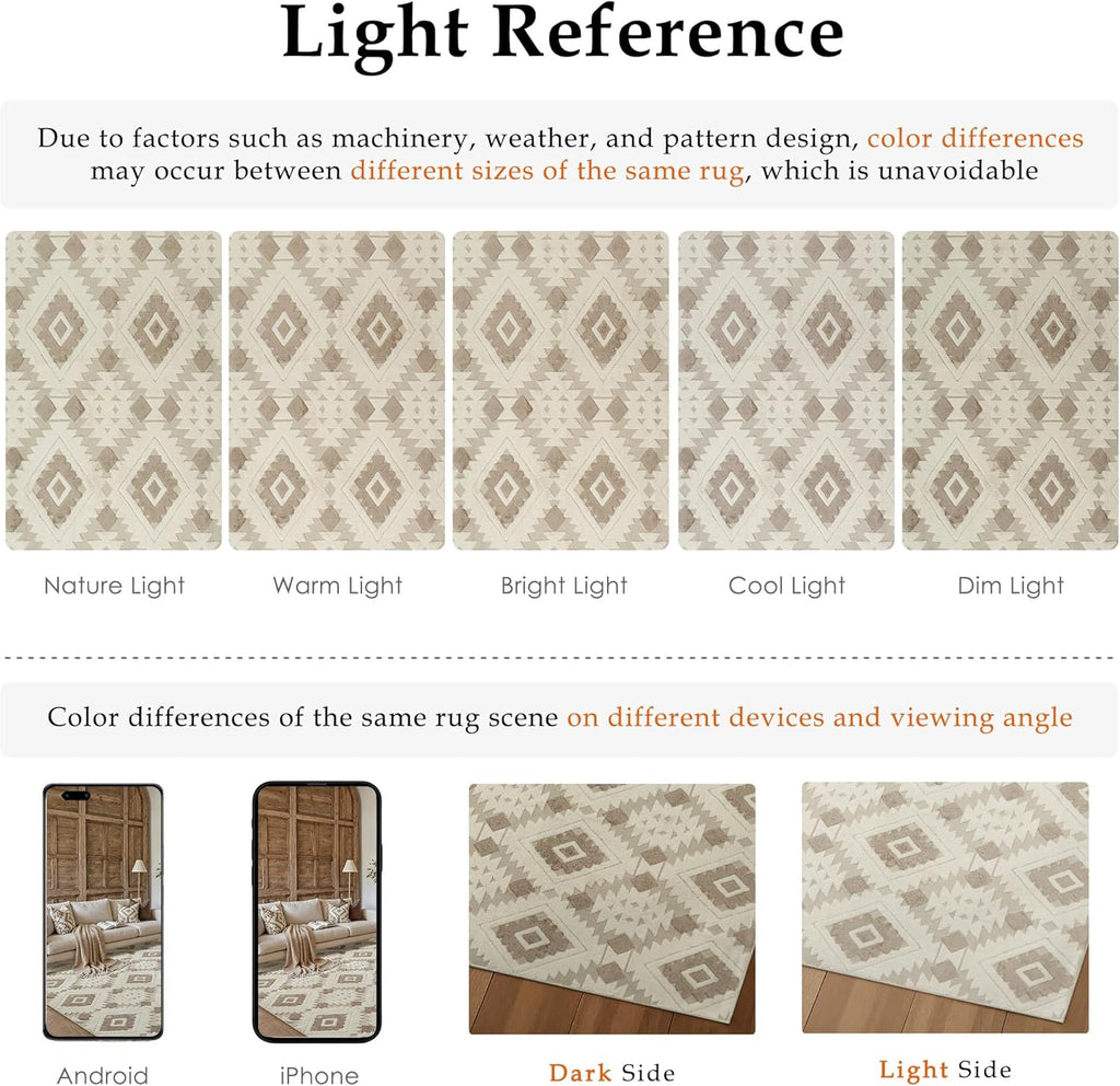 Area Rug 3D Boho Neutral Plush Pile