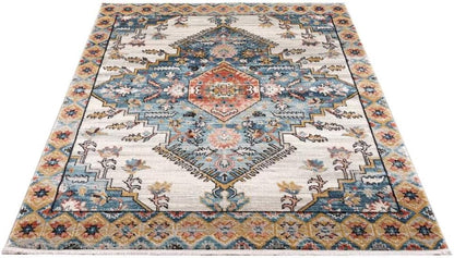 Persian Rug Traditional Patterned Orange Turquoise Multicolor Area Rug