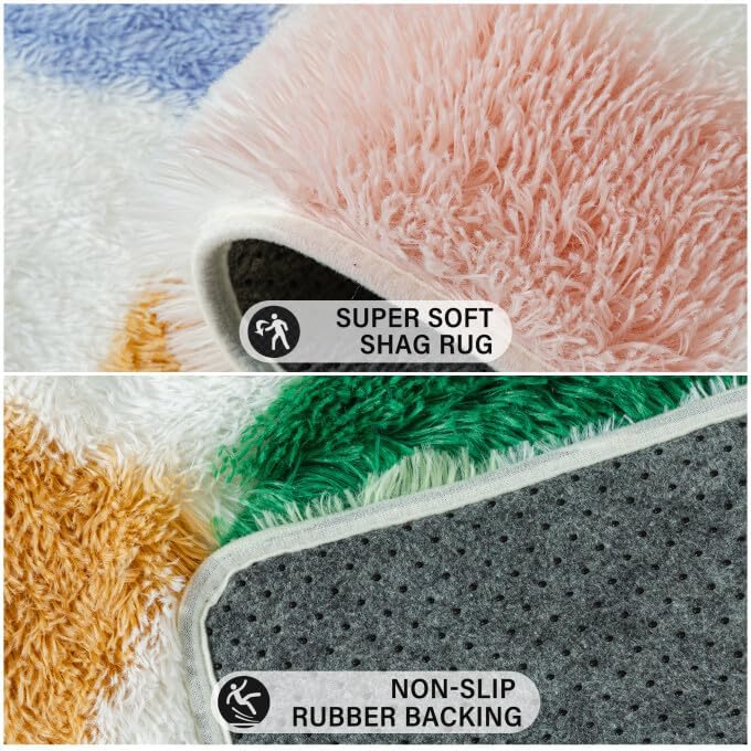 Checkered Shag Rug Super Soft Washable rgc-0200