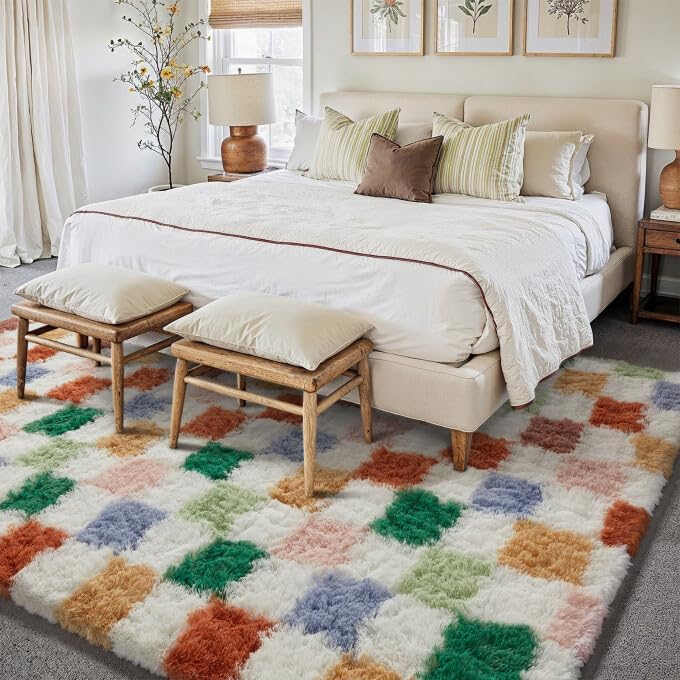 Checkered Shag Rug Super Soft Washable rgc-0200