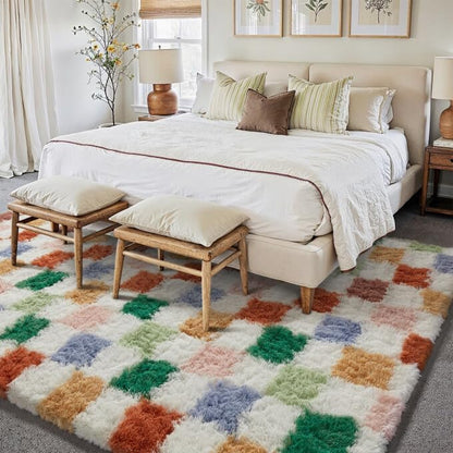 Checkered Shag Rug Super Soft Washable rgc-0200