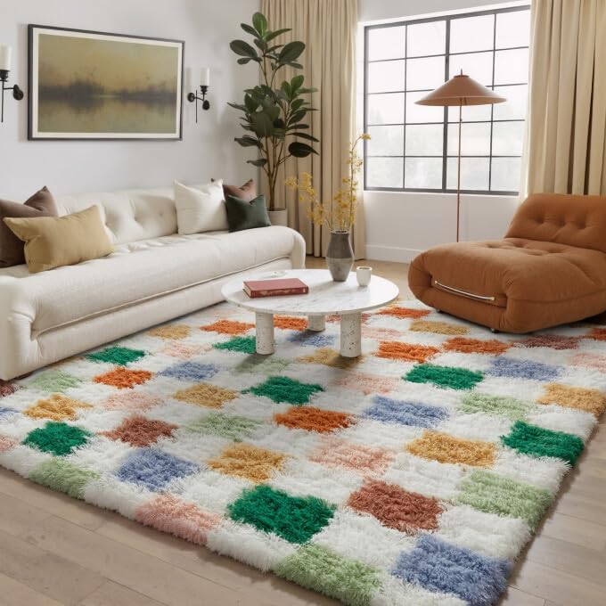 Checkered Shag Rug Super Soft Washable rgc-0200