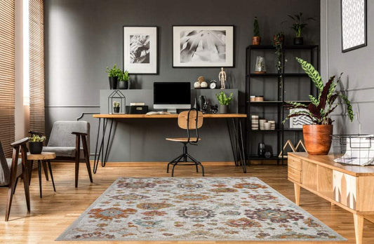 Boho Rug Floral Traditional Beige Cream  Area Rug 