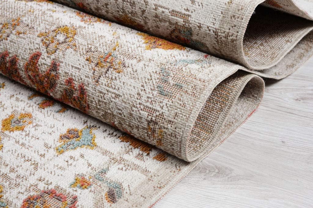 Boho Rug Floral Traditional Beige Cream  Area Rug 