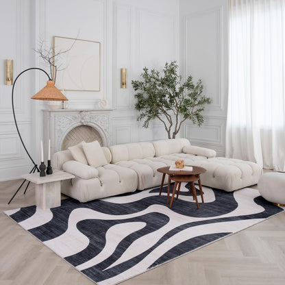 Modern Black and white area Rug Boho Modern  Living Room Kitchen and Bedroom