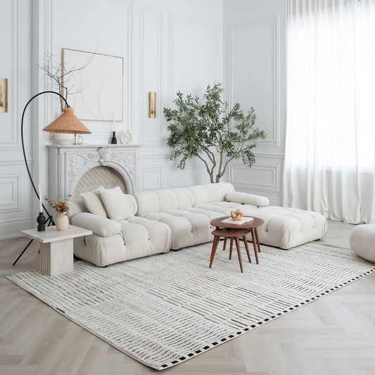 Boho Rug 4x6 High Quality Traditional White and Black Area Rug