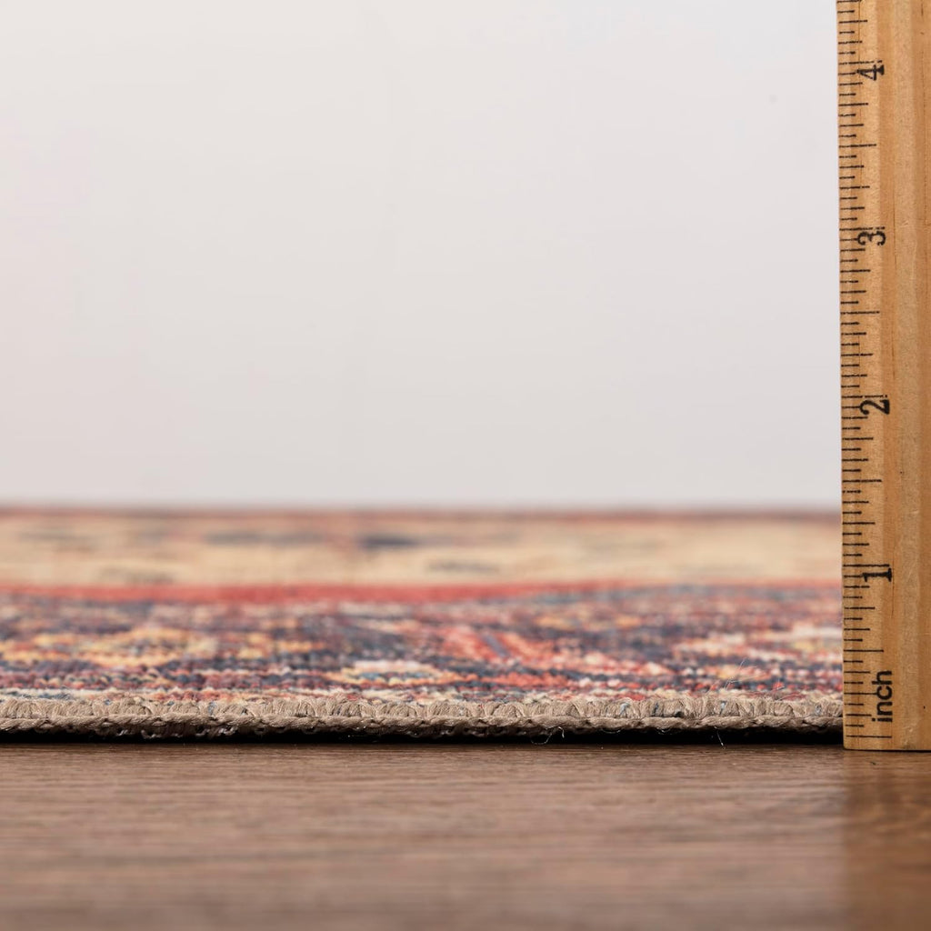 Turkish Rug Red Yellow Boho Living Room  Kitchen and Bedroom