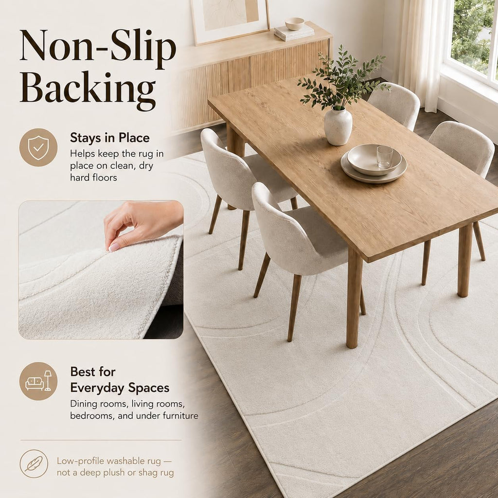 Pearl Hills Cream Washable Rug - Rugsco.ca