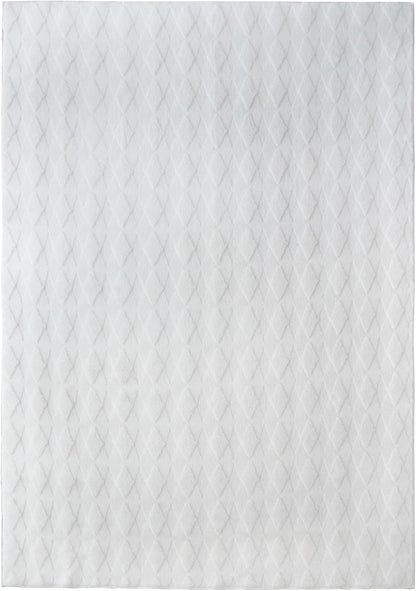 Faux Rabbit Fur Shag Rug 5x7 Creamy White Boho Diamond Patterned Rug