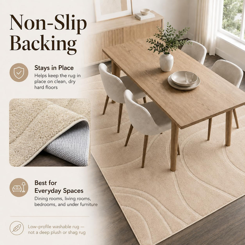 Pearl Beige Washable Rug - Rugsco.ca
