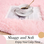 Oval Fluffy Rug Pink 3x9