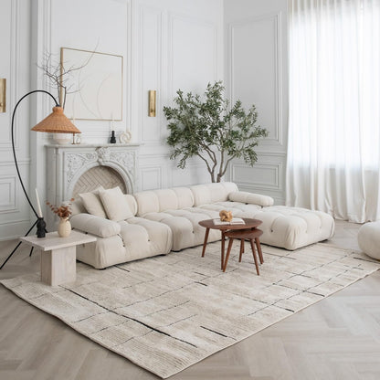 Boho Rug 4x6 High Quality Abstract White and Black Area Rug