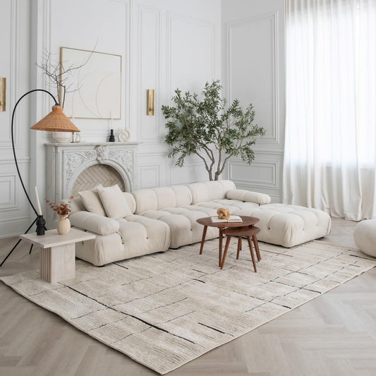 Boho Rug 4x6 High Quality Abstract White and Black Area Rug